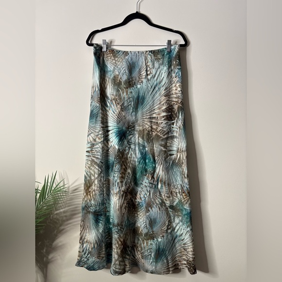 Bryn Walker Linen Maxi Skirt Blue Floral Print - Picture 1 of 5